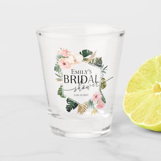 Palm Hibisken Tropisches Brautparty Schnapsglas (Vorderseite)