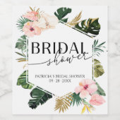 Palm Hibisken Tropisches Brautparty Weinkeller Weinetikett (Einzelnes Label)