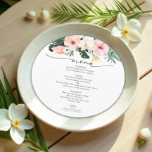 Palm Hibiskus Tropical Brautparty Menu Card