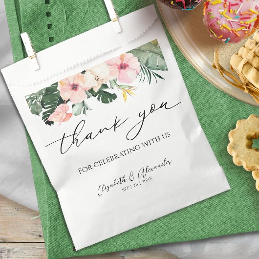 Palm Hibiskus Tropical | Danke Hochzeit Geschenktütchen