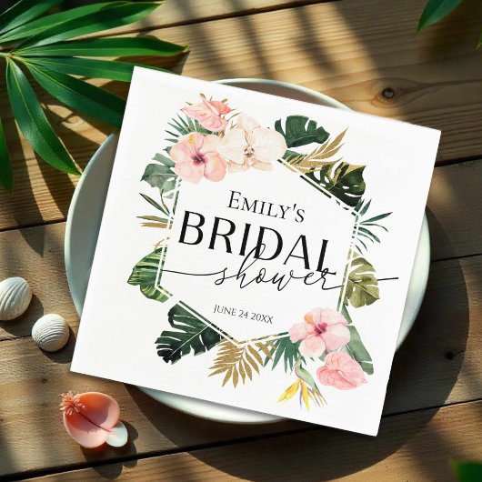 Palm Hibiskus Tropisches Brautparty Napkins Serviette