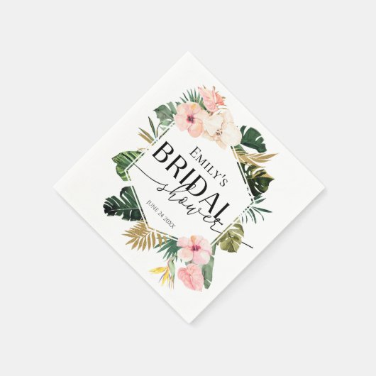 Palm Hibiskus Tropisches Brautparty Napkins Serviette (Ecke)