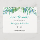 Palm-Hochzeit in Urlaubsort speichern Sie die Datu Ankündigungspostkarte (Vorderseite)