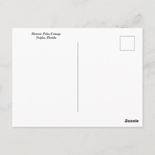 Palm Hütte, Neapel, Florida Postkarte (Rückseite)