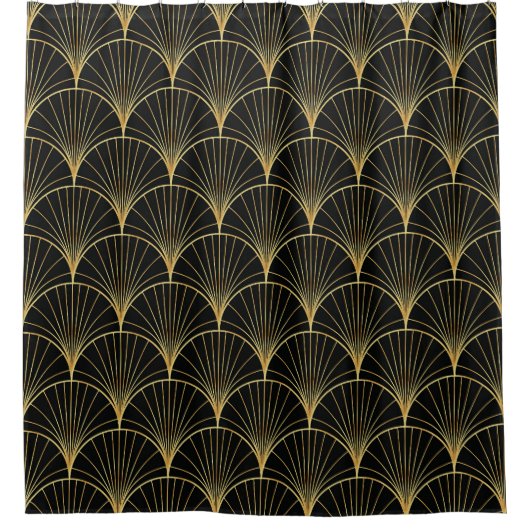 Palm Leaf Art Deco Muster Duschvorhang (Vorderseite)