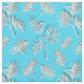 Palm Leaf Blaues weißes Muster Stoff (Nahaufnahme)