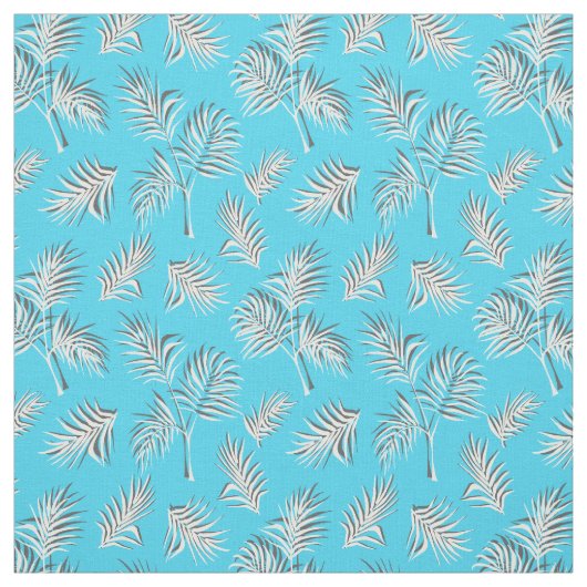 Palm Leaf Blaues weißes Muster Stoff (Muster)