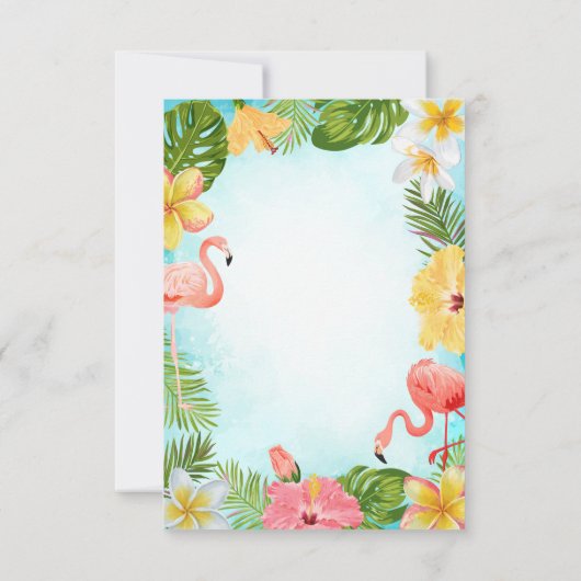 Palm Leaf Blume Flamingos Retirement Party Einladung (Rückseite)