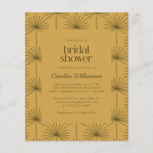 Palm Leaf Botanisches Senf-Brautparty (Vorderseite)