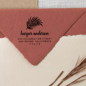 Palm Leaf & Brush Kalligraphie Name Rücksendeadres Gummistempel
