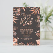 Palm Leaf Diese gerade Got echte Engagement Party Einladung (Stehend Vorderseite)