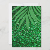 Palm Leaf Emerald Green Glitzer Tropical Wedding Einladung (Rückseite)