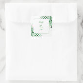 Palm Leaf Emerald Green Glitzer Tropical Wedding Quadratischer Aufkleber (Tasche)