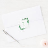 Palm Leaf Emerald Green Glitzer Tropical Wedding Quadratischer Aufkleber (Umschlag)