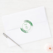 Palm Leaf Emerald Green Glitzer Tropical Wedding Runder Aufkleber (Umschlag)