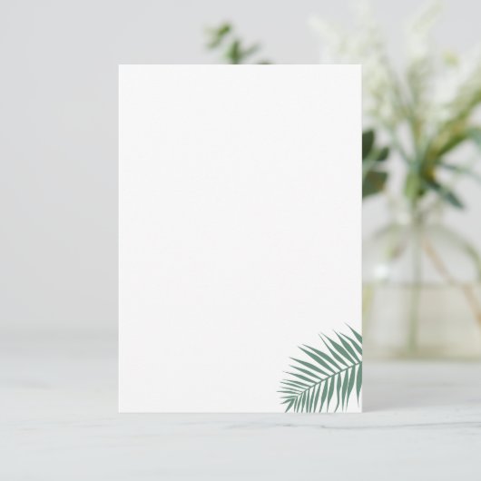 Palm Leaf Flat Card Danke Notiz (Stehend Vorderseite)