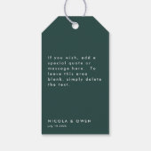 Palm Leaf | Gastgeschenk Hochzeit Tags Geschenkanhänger (Rückseite)