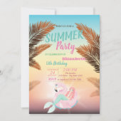 Palm Leaf, Geburtstagspartei von Mermaid Einladung (Vorderseite)