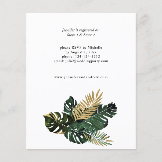 Palm Leaf & Gold Brautparty Flyer (Hinten)