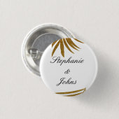 Palm Leaf Gold Glitzer Custom Couple Name Tropical Button (Vorne & Hinten)