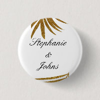 Palm Leaf Gold Glitzer Custom Couple Name Tropical