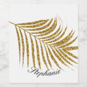 Palm Leaf Gold Glitzer Individuelle Name Niedlich  Weinetikett (Einzelnes Label)