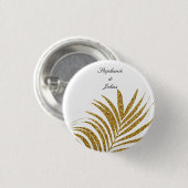 Palm Leaf Gold Glitzer Individuelle Name Trendy We Button (Vorne & Hinten)