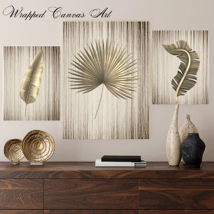 Palm Leaf Gold mit Bronze Hintergrund Leinwanddruck