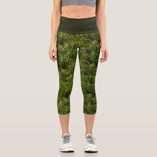 Palm Leaf Green High Waisted Capris (Vorderseite)