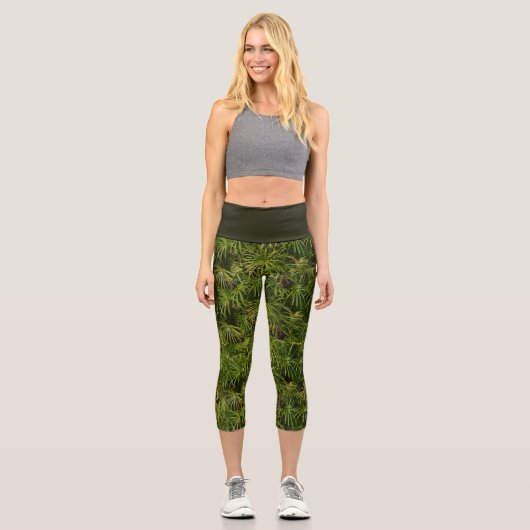 Palm Leaf Green High Waisted Capris (Vorderseite)