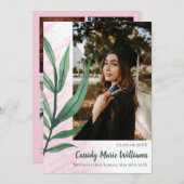 Palm Leaf Green Pink Pflanze Abschluss Ankündigung (Vorne/Hinten)