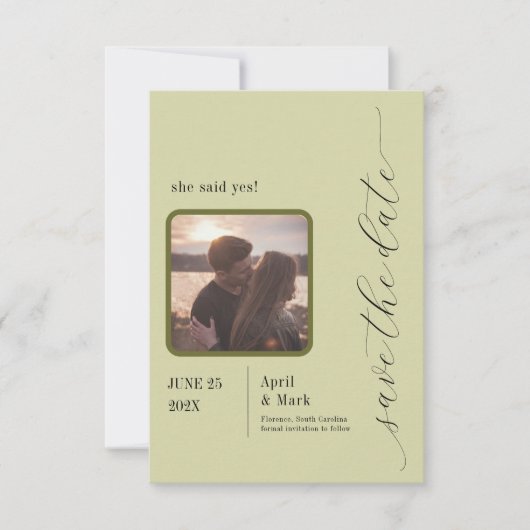 Palm Leaf Greenery Modern Save the Date (Vorderseite)