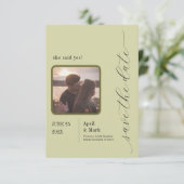 Palm Leaf Greenery Modern Save the Date (Stehend Vorderseite)