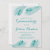 Palm Leaf Greenery Quinceañera Sweet 16 Einladung (Vorderseite)