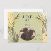 Palm Leaf Greenery Save the Date Postcard (Vorne/Hinten)