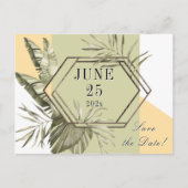 Palm Leaf Greenery Save the Date Postcard Postkarte (Vorderseite)