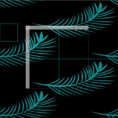 Palm Leaf Grüne Jungle Muster Schwarz Stoff (Kachel)