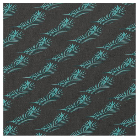 Palm Leaf Grüne Jungle Muster Schwarz Stoff (Nahaufnahme)