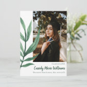 Palm Leaf Grüne Pflanze Abschluss Bekanntgabe Einladung (Stehend Vorderseite)