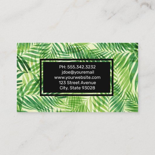Palm Leaf Hintergrund Visitenkarte (Rückseite)