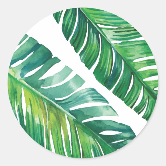 Palm Leaf Hochzeit in Urlaubsort Sticker (Vorderseite)