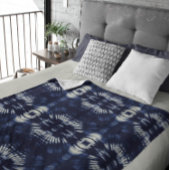 Palm Leaf in Delft Blue Fleecedecke