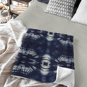 Palm Leaf in Delft Blue Fleecedecke