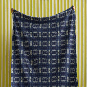 Palm Leaf in Delft Blue Fleecedecke