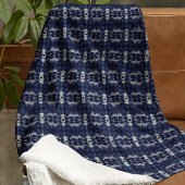 Palm Leaf in Delft Blue Fleecedecke