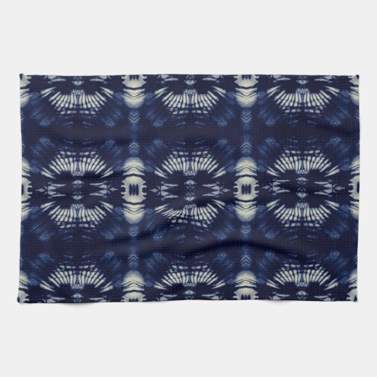 Palm Leaf in Delft Blue Geschirrtuch (Horizontal)