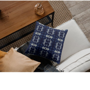 Palm Leaf in Delft Blue Kissen