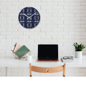 Palm Leaf in Delft Blue Runde Wanduhr