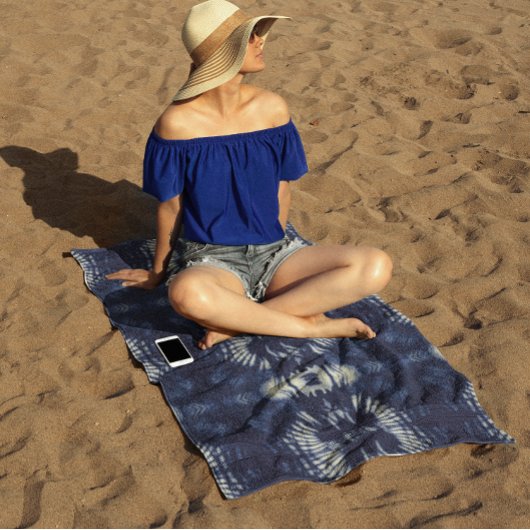 Palm Leaf in Delft Blue Strandtuch