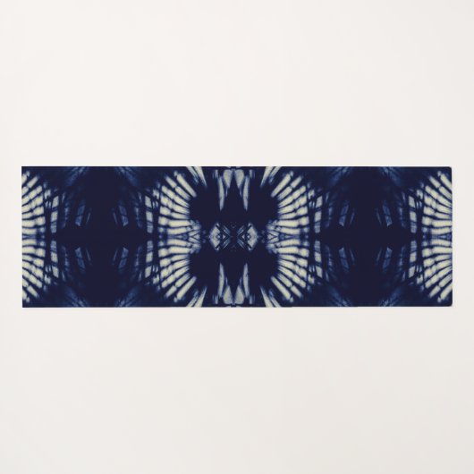 Palm Leaf in Delft Blue Yogamatte (Rückseite (Horizontal))